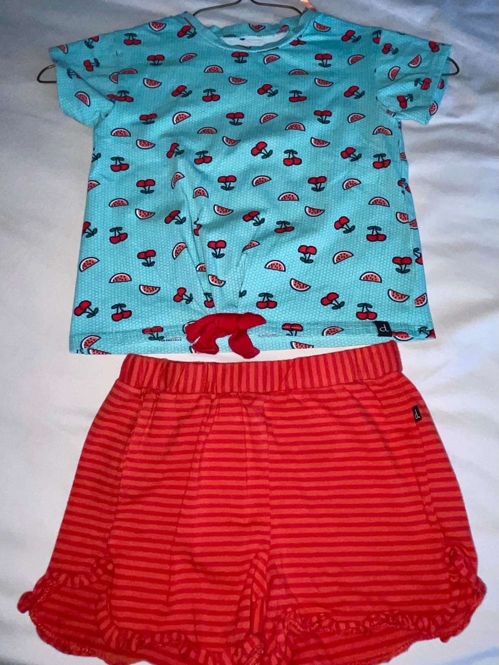 deux par deux Turquoise Cherry & Red Striped Set